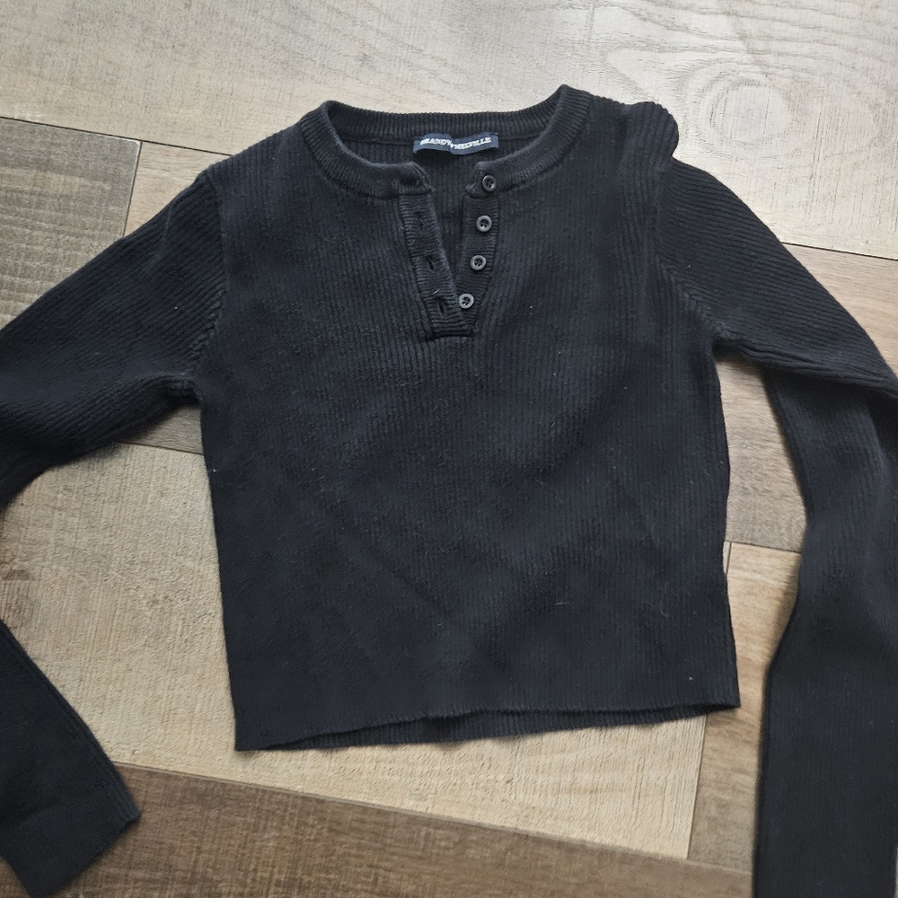 Brandy Melville Black Long Sleeve Henley Shirt